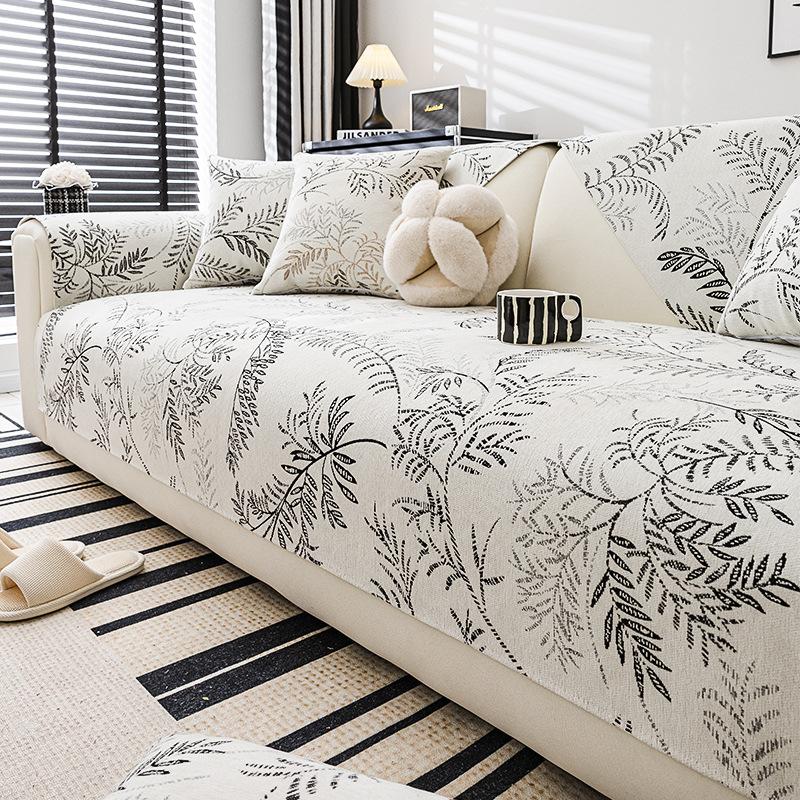 Чехлы для диванов из синели, жаккардовые нескользящие чехлы для диванов с листьями ивы, гостиная, L-образные чехлы для диванов, коврик для дивана, коврик для дивана из цельного дерева