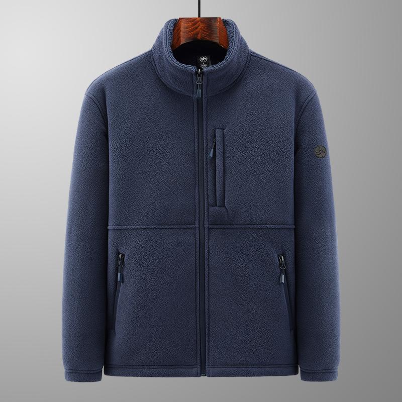 Shake Fleece Jacket for Men Loose Double-sided Plush and Thick Hoodie Cardigan for Warmth Large Standing Collar Fleece Jacket