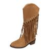 Suede Women High Boots Tassels Fashion Chunky Shoes Knee High Snow Chelsea Botas Winter  New Trend Woman Designer Zapatos