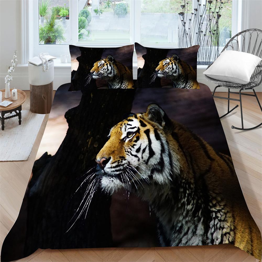3D Tiger Printing Duvet Cover Set Luxury Bedding Cover Suit Children Teens Single Size Microfiber Comforter Cover Suit