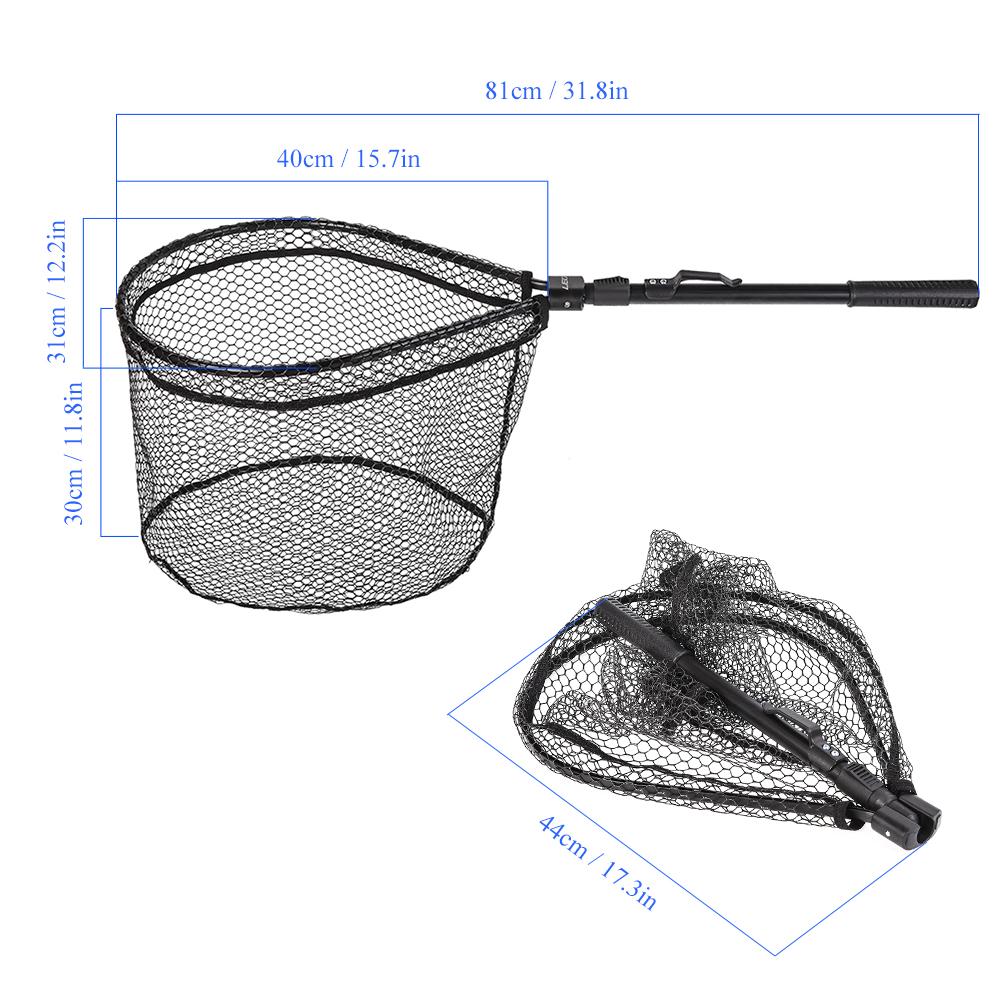Fishing Landing Net Foldable Lightweight Net Nylon Mesh Fishing Brail Net Aluminum Alloy Frame Fishing Catching Releasing Nets