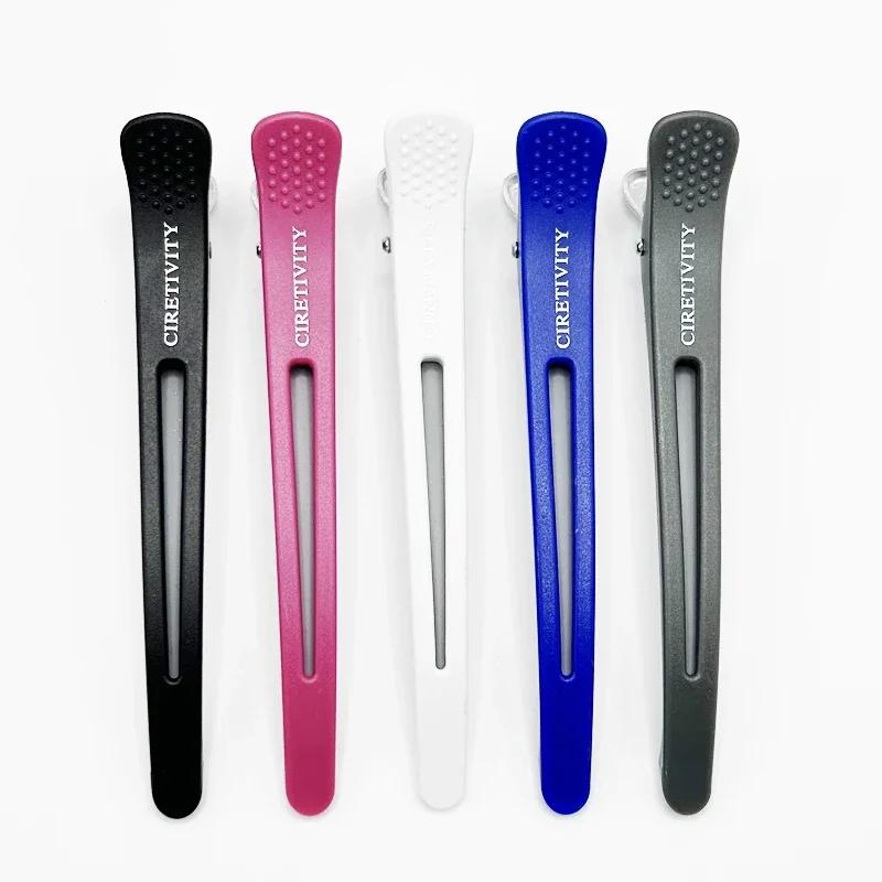 6Pcs Professional Hair Clips for Styling Sectioning Anti-Slip No-Trace Duck Billed Hair Clips with Silicone Band Salon and Home