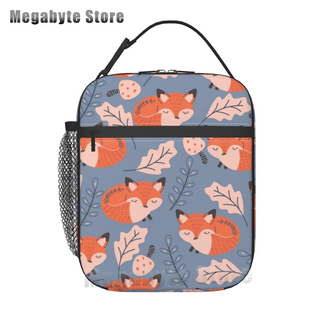 Foxes Autumn Fox Милый оранжевый многоразовый ланч-бокс для офиса, школы, пикника, пляжа, герметичная сумка-холодильник, сумка для ланча