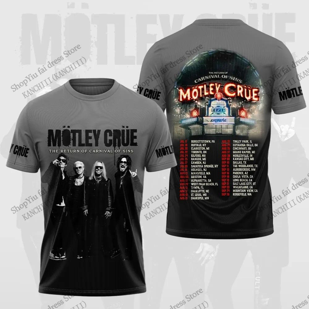 2026 New Summer Fashion T-shirt 3D print of Motley Crue heavy metal hip-hop rock band, trendy short-sleeve top for men and women