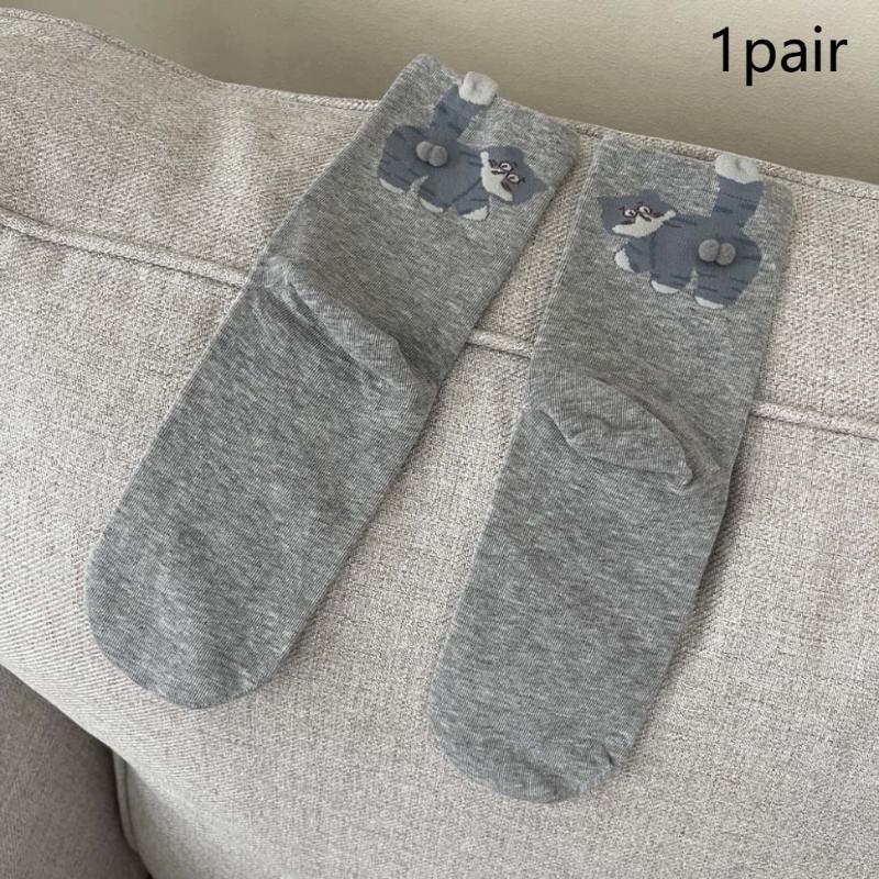 1 пара носков из хлопка с кошачьими яйцами, парные носки, кошачьи шарики, кавайные носки ручной вязки, мультяшные носки с рыжим котом табби, креативный детский подарок