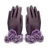 Women Winter Gloves Faux Rabbit Fur PU Leather Touch Screen Mittens Lady Female Outdoor Driving Warm Gloves