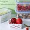 Three-Piece FCM Certified Microwaveable Food Storage Containers with Fruit and Vegetable Drainer.