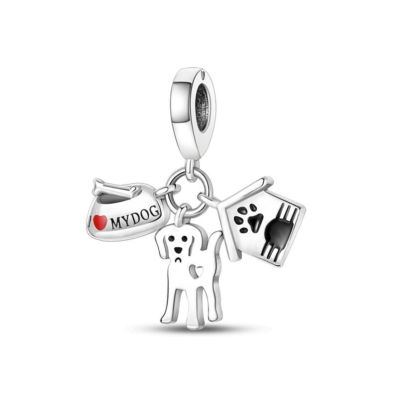 925 Серебряный цвет Кот Медведь Слон Кролик Милые розовые животные Подвески Бусины Подходит 925 Оригинальные Браслеты Изящные DIY Ювелирные Изделия Подарки