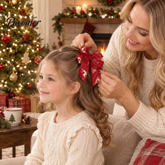Decorative Bows for Gift Boxes Christmas Bow Hair Clips Women and Girls, Festive Accessories, Durable Kids And Adults Non Slip Barrettes Holiday