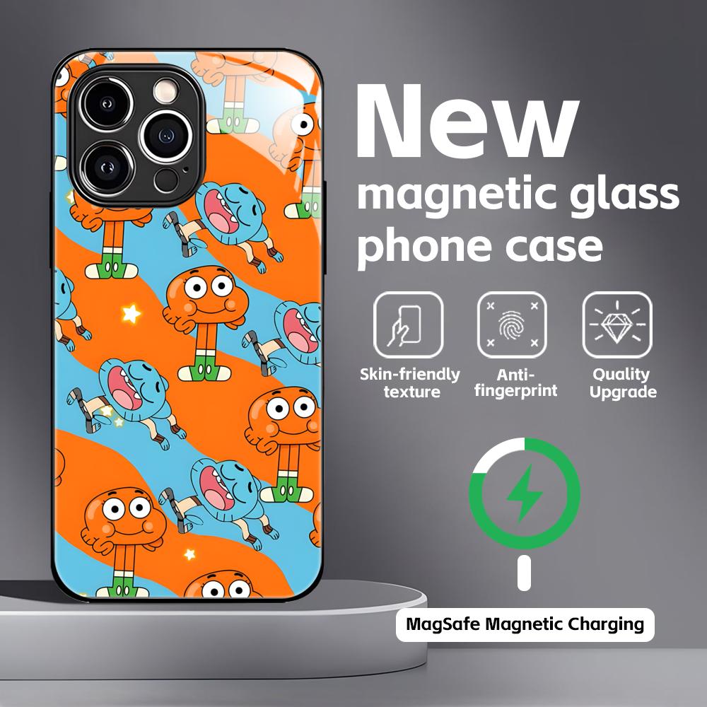 Удивительный мир Гамбола Чехол для телефона для iPhone17 16 15 14 13 12 11 X XR XS 8 Plus Mini Pro Max Стеклянный Магнитный Чехол