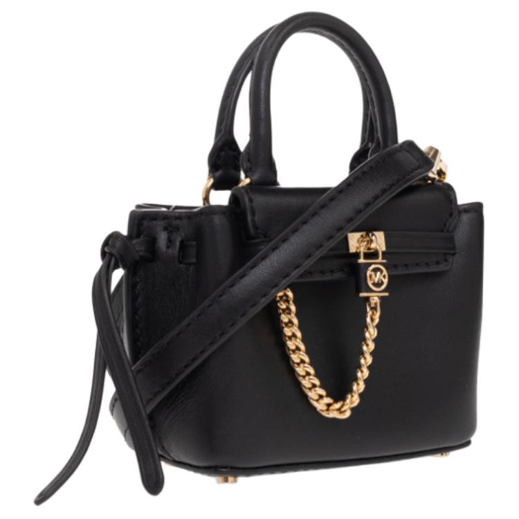 Michael Kors Hamilton Legacy Однотонный Мини-сумка на плечо из кожи с цепочкой и завязками, с логотипом-буквой, женская сумка Черный 32S3G9HC1L-001