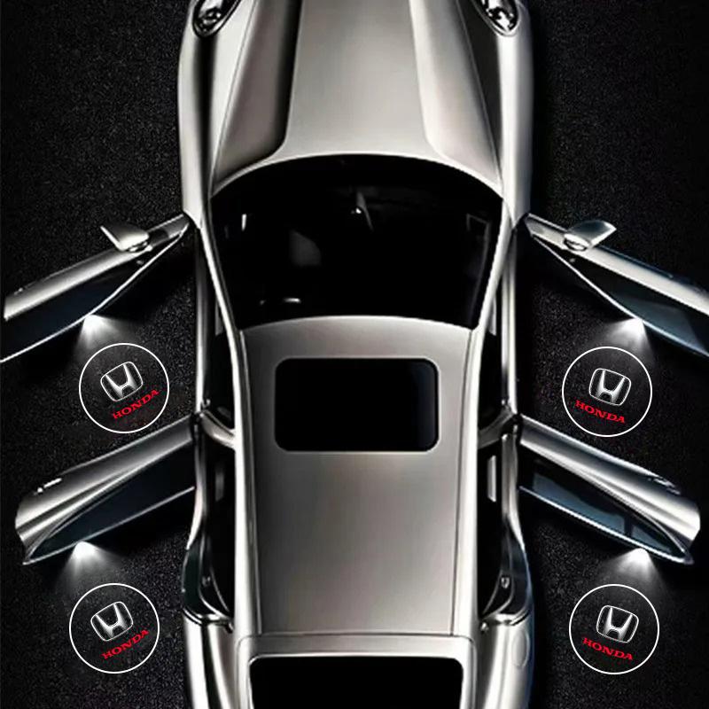 2PCS LED Car Door Welcome Light Emblems HD Projector Lamp For Honda Civic Fit Jazz Accord Pilot CRV Odyssey Passport Accessories VO8