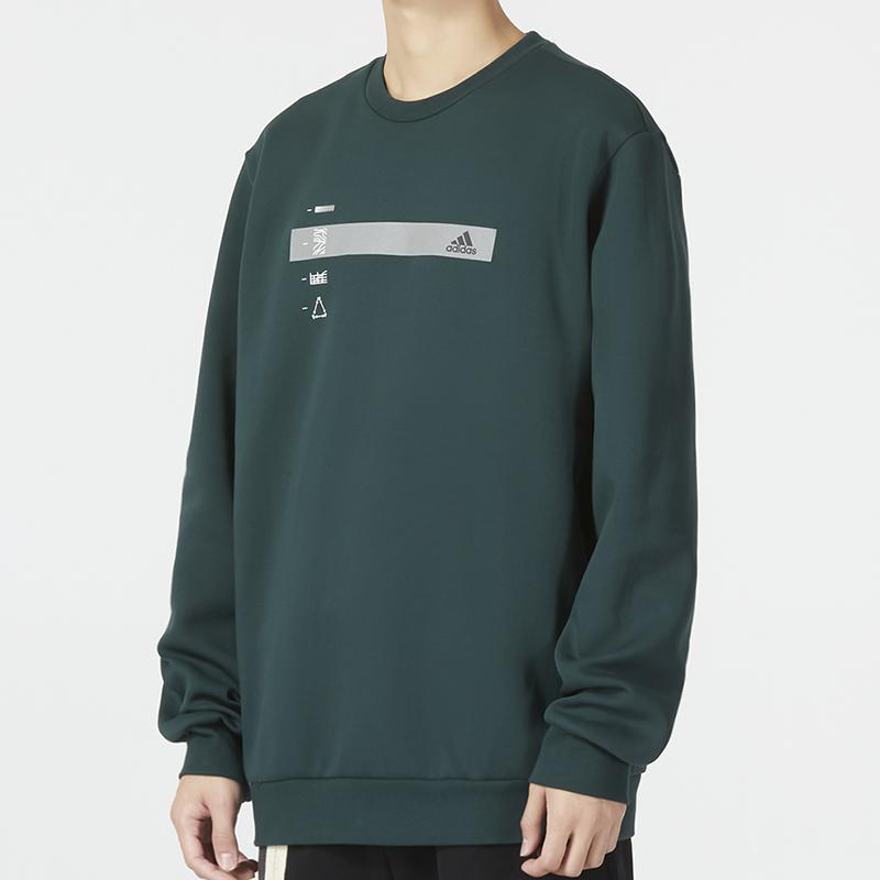 Adidas Sweatshirts Men's Green Crew Neck Moderate Other HN9022
