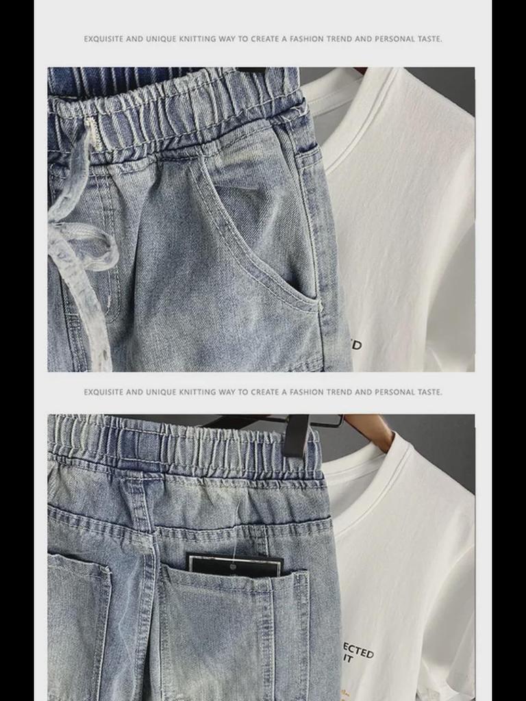 Мужские модные узкие джинсы-шаровары в корейском стиле - повседневные осенние брюки свободного кроя Nine-Point