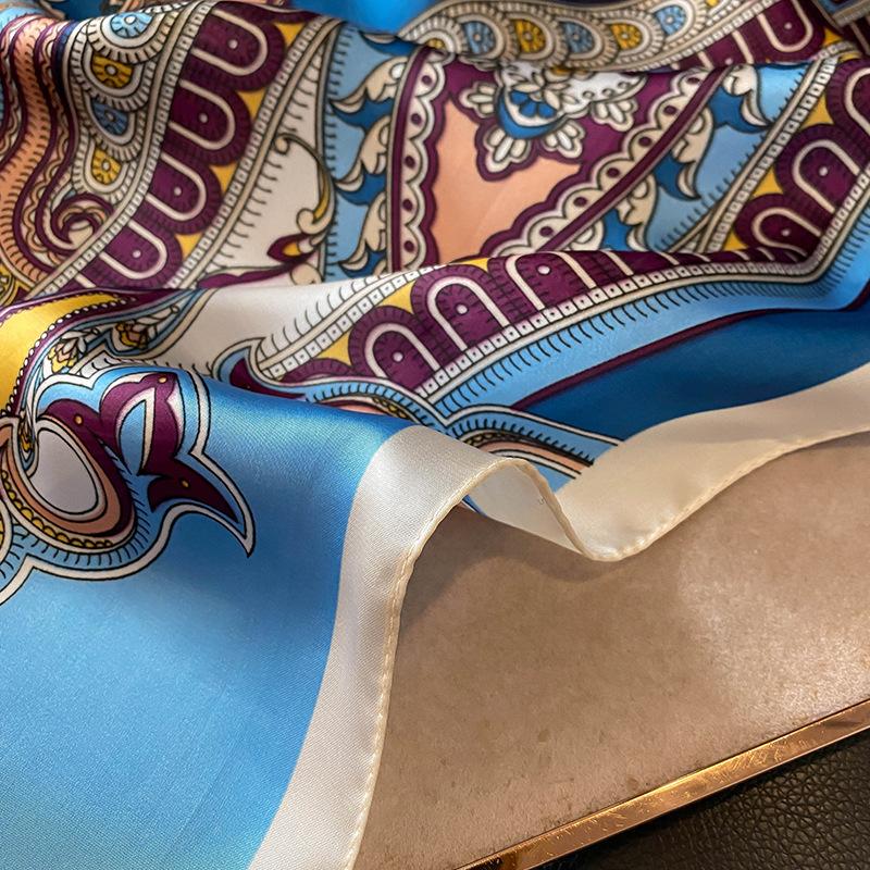 Шелковый шарф женский осенне-зимний маленький квадратный шарф с принтом повязка для волос