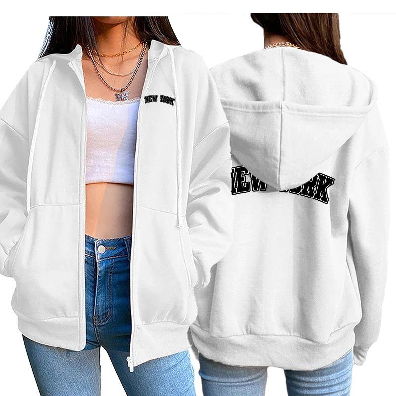 Womens Tracksuit  Printing Zipper Cardigan Coat Fashion Casual Versatile Hooded Sweatshirt Jogging Lady Top Sport Clothing