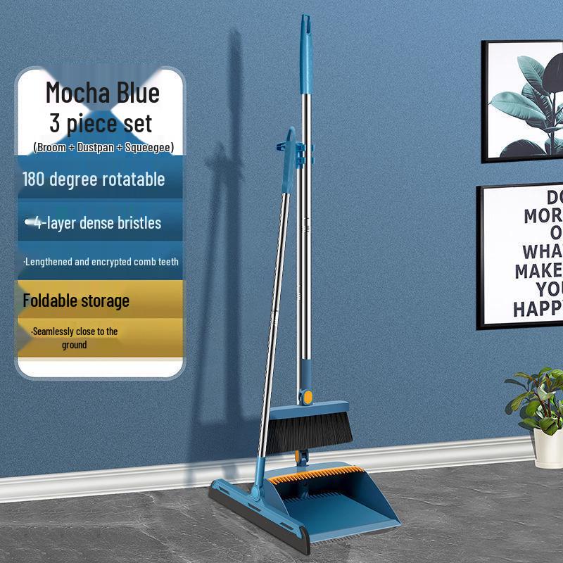 Высококачественный складной набор из метлы и совка - Эффективный инструмент для подметания, устойчивый к налипанию волос