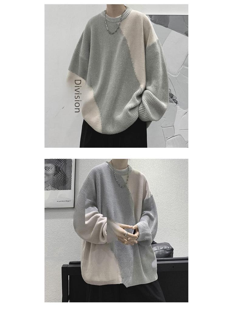 Мужской зимний свитер с круглым вырезом — модный американский бренд, уникальный дизайн с контрастными цветами