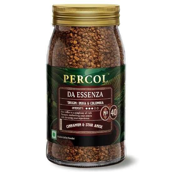 PERCOL Premium Instant Coffee | Da Essenza Blend 40 | Crafted with Premium Imported Beans | 100g Jar | 100% Pure Coffee | Flavorful & Aromatic Coffee