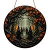Плоская 2D 1 шт., Декоративные таблички и ornaments Знак, Хэллоуин Круглая алюминиевая подвесная табличка со сценой Леса Ведьм, Готическое Темное Фэнтези Искусство для