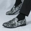 Trend New Arrival Men's Snakeskin Pattern Leather Dress Driving Casual Shoes Wedding Dress Homecoming Footwear Zapatos Hombre