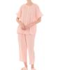 Пижама с рюшами, спереди марля, жаккардовый рукав реглан, розовая [Narue] Комплект, Пижамы, Женские,