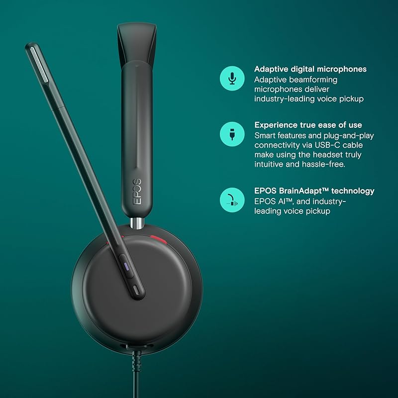EPOS Impact 860T USB-C Двухушная гарнитура для открытых офисов, сертифицирована для Microsoft Teams
