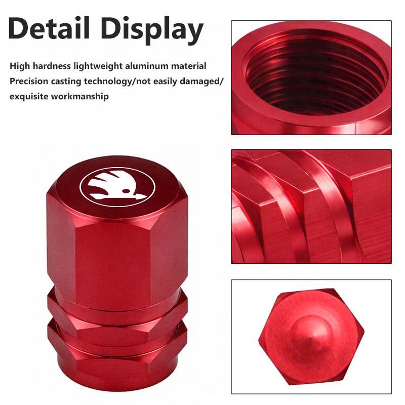 JBIW9 Car Wheel Tire Valve Caps Stem Case Dustproof Accessories For Skoda octavia a5 a4 mk1 2 fabia superb rapid mk3 yeti 2006