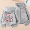 Children's Hooded Sweatshirt for Autumn and Winter, Cartoon Fashionable Zipper Long-sleeved Sweatshirt for Girls