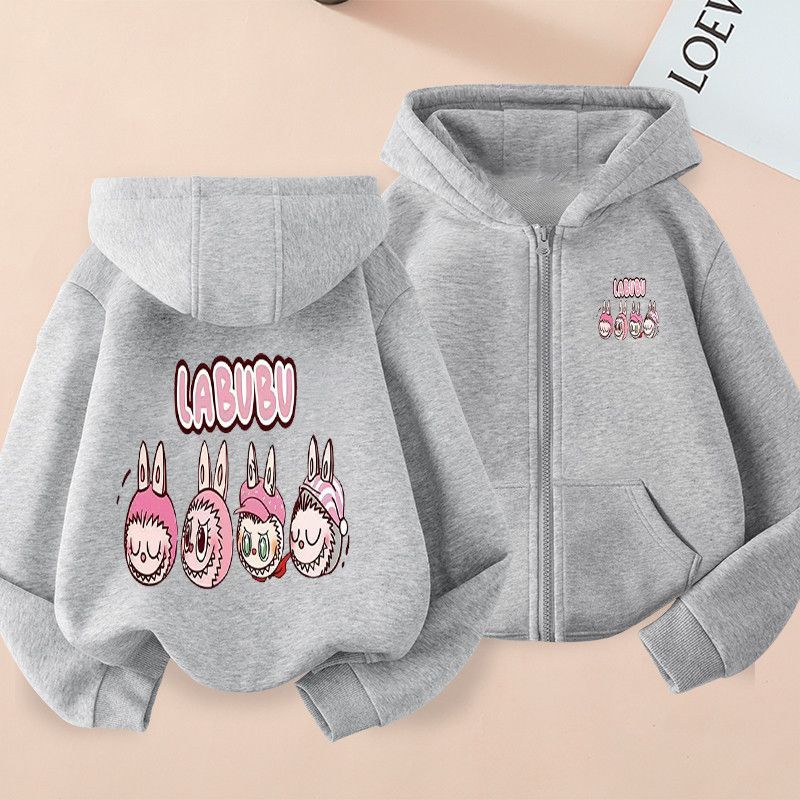 Children's Hooded Sweatshirt for Autumn and Winter, Cartoon Fashionable Zipper Long-sleeved Sweatshirt for Girls
