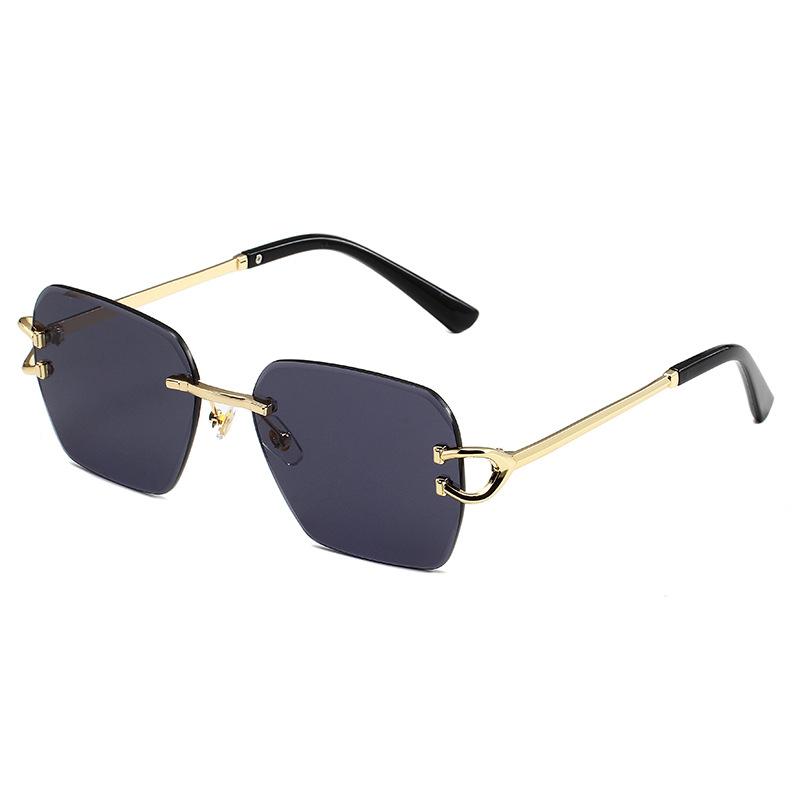 New fashionable square frameless metal sunglasses, high-end sunglasses for men and women, UV-proof driving sunglasses