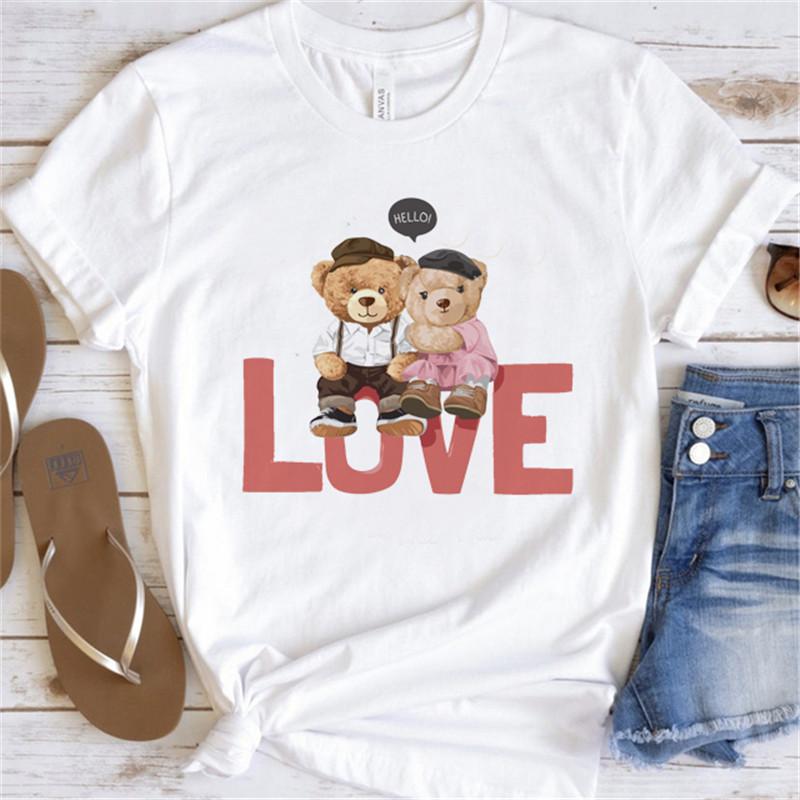 Cool Bear Cartoon Pattern T-shirt Women Tops Summer Vigorous Lovely Harajuku Female Fashion Tees Ladies Shirt