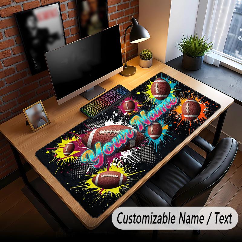 American Football Theme Custom Mouse Pad Personalized With Name Text Customized Desk Mat For Office Home Decor
