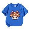 Kids Boys Girls 100% Cotton Crew Neck Short Sleeve T-Shirt, Cute Cartoon Mushroom with Butterflies Pattern Casual Soft Tee for Toddlers Everyday Wear