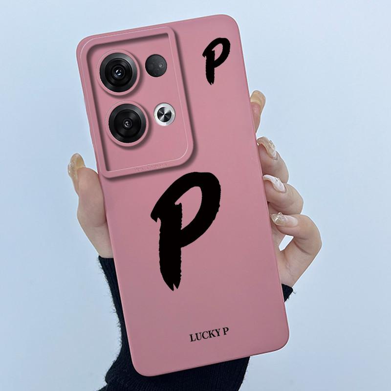 Для OPPO Reno 8 Pro 5G Reno8 Reno8 Pro Plus Ударопрочный Чехол для Телефона Счастливая Первая Буква Чехол Силиконовый Мягкий Матовый Задняя Крышка