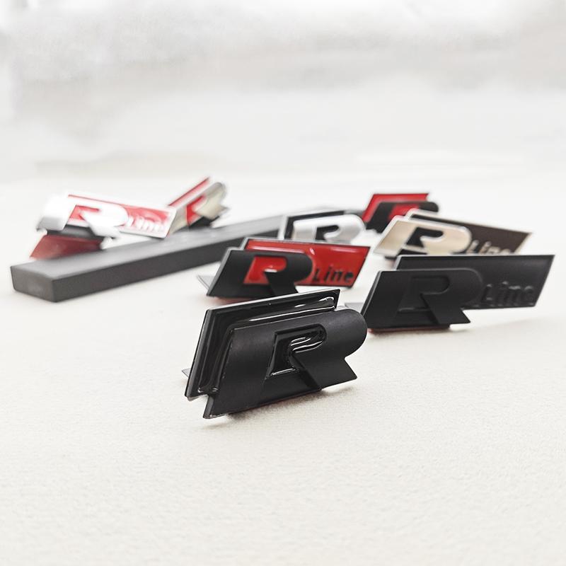 BRQ1 For VOLKSWAGEN VW GTI 3D Metal Car Logo R RLine Front Grille Emblem Badge Sticker For Volkswagen VW Golf R R32 MK7 MK7.5 MK8 Pol oq2