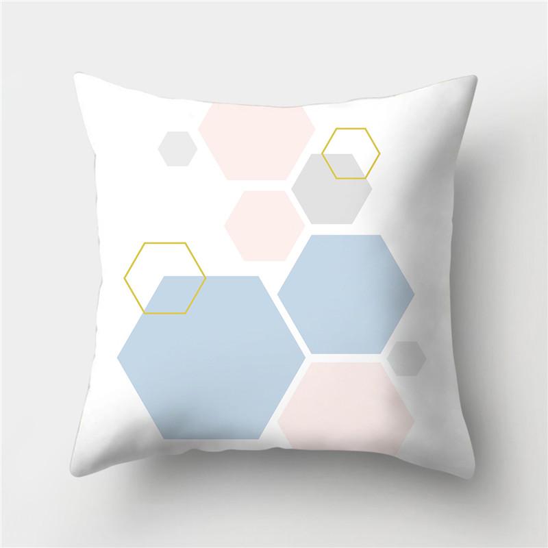 Grey Blue Pillowcase Geometric Cushion Cover Peach Skin Cushion Sofa Cushion Cushion Pillowcase Home Decor Pillowcase