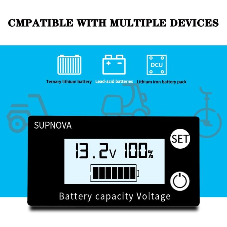 SUPNOVA DC 8-100 В Индикатор емкости аккумулятора Вольтметр Датчик напряжения, стиль: синий