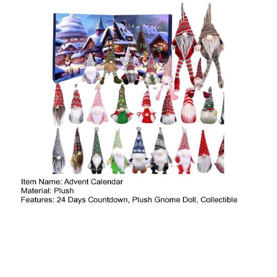 Рождественский гном 2025 Адвент-календарь 24-дневный обратный отсчет до Рождества украшение с коллекционными куклами-гномами для мальчиков, девочек и взрослых