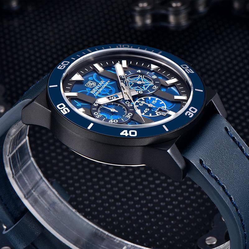 Многофункциональные мужские часы с хронографом, модные светящиеся водонепроницаемые кварцевые часы