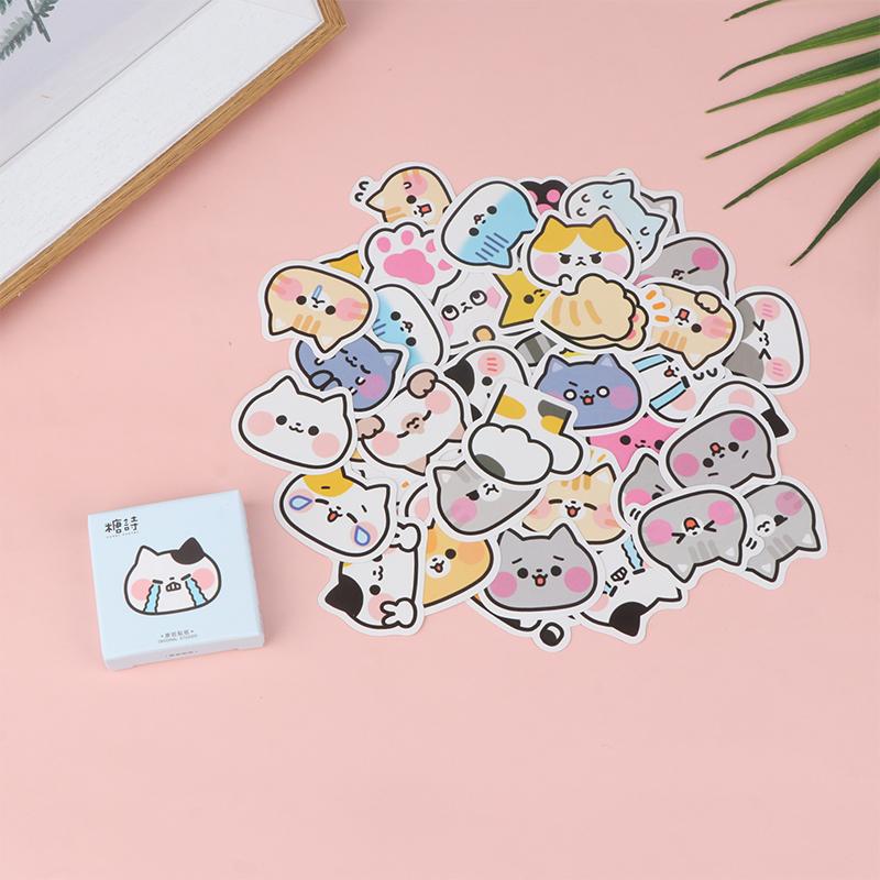 45Pcs Cat Stickers For Bottles Laptop Phone Diy Diary Scrapbooking Decoration