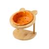 Wooden Stand Cat Ceramic Bowl Ergonomic Anti Vomiting Bowl Dog Cat Feeder  For Cat Dog