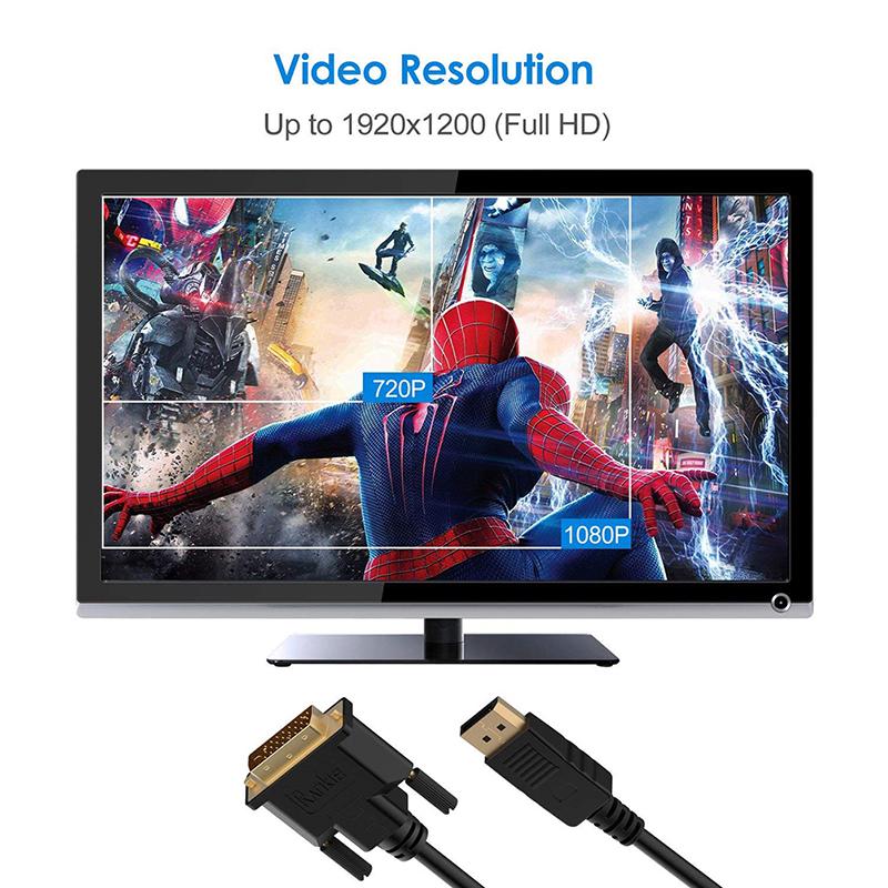 6 футов 1,8 м позолоченный Displayport Dp к Dvi-D мужской кабель-адаптер Hd 1080P