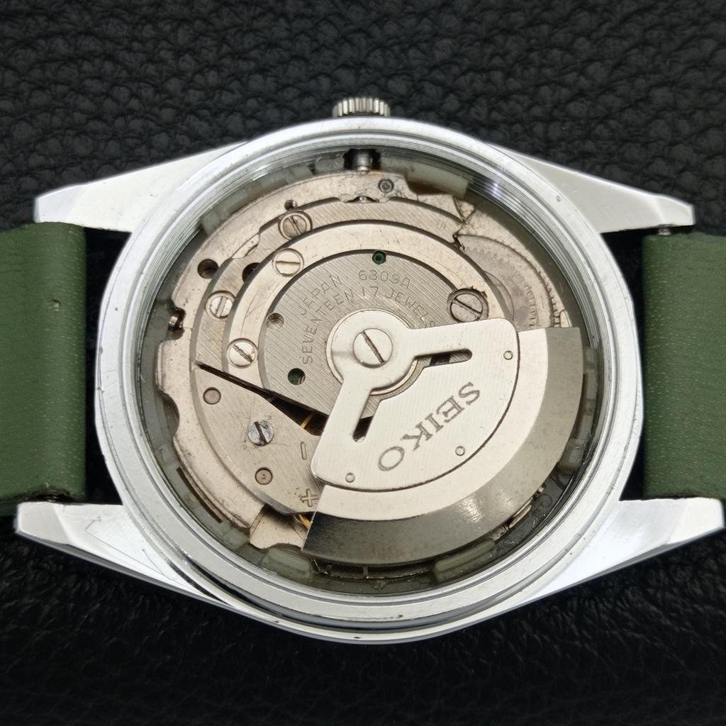 АВТОМАТИЧЕСКИЕ ВИНТАЖНЫЕ ВОССТАНОВЛЕННЫЕ SEIKO 5 6309A ЯПОНИЯ МУЖСКИЕ ЗЕЛЕНЫЕ ЧАСЫ a442822-1