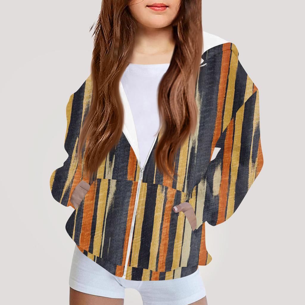 Детская мода Принтованная толстовка с капюшоном с длинными рукавами Куртка-худи для девочек