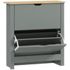 Shoe Cabinet with 2 Flip-Down Compartments, Adjustable Divider for 8-12 Pairs of Shoes, 72 x 26 x 80 cm, Light Grey