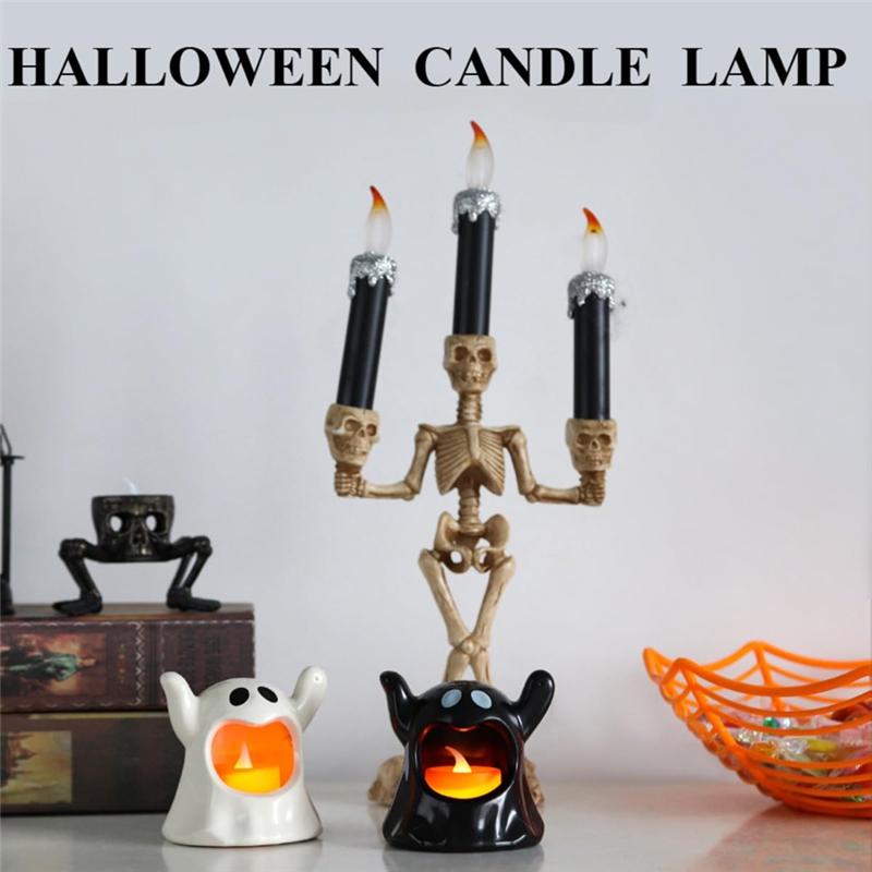 6 шт. Декор-привидение на Хэллоуин Светодиодные свечи на батарейках Бездымные свечи Для комнаты Стола на Хэллоуин