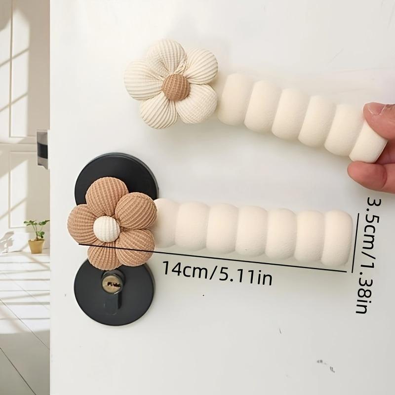 1 шт. Антистатическая Цветочная Накладка на Дверную Ручку Бежевая Бесшумная Противоударная Защита Двери, Декоративная Противоударная Накладка на Дверную Ручку