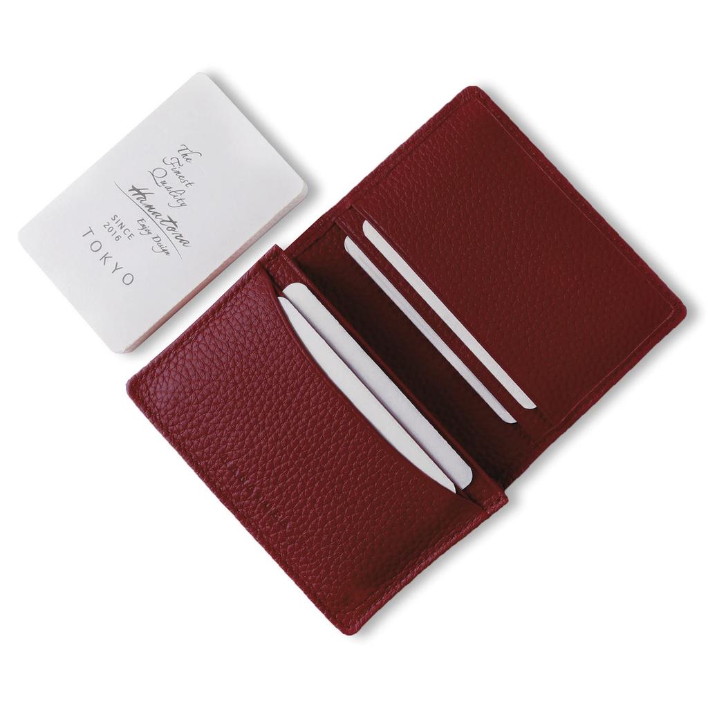 Визитница, чехол для карт, термоусадочная телячья кожа, натуральная кожа, ручная работа, идеальный подарок, двухслойная, для мужчин и женщин, унисекс, Edel Red [HANATORA] HCC03-Red