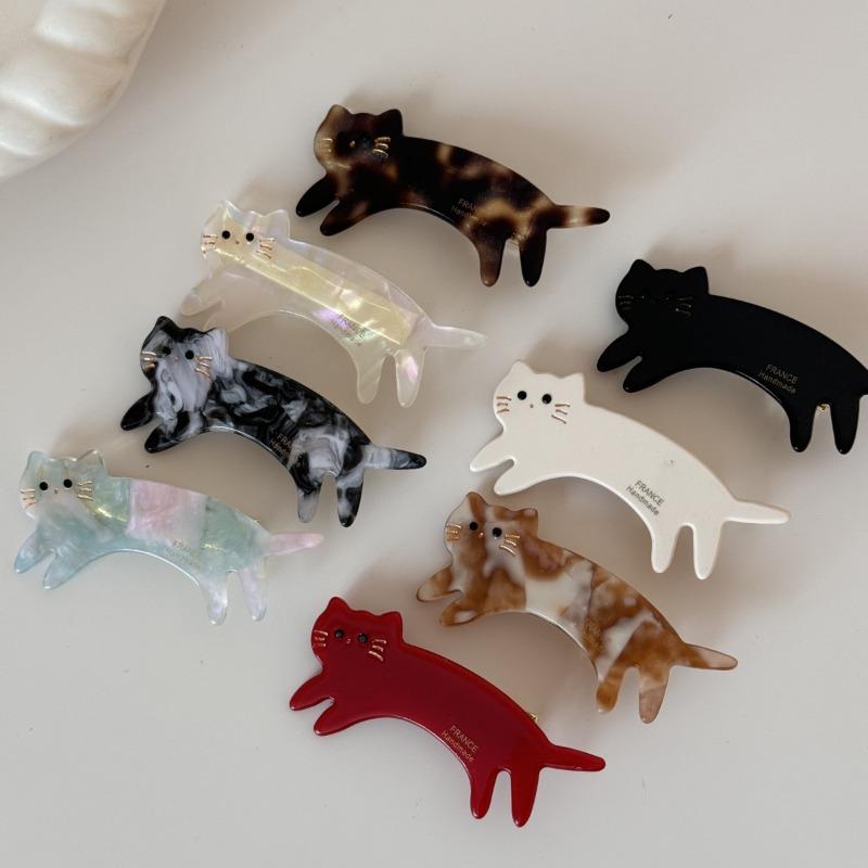 Short Legged Cat Barrettes Hair Clip Acetate Texture Bangs Side Clip Elegant Duckbill Hair Accessory